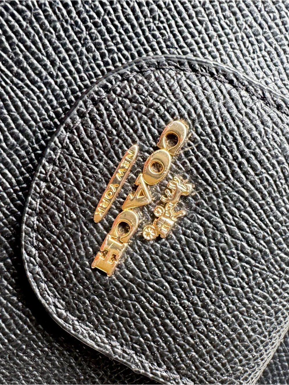 Coach Black Leather Crossbody Wristlet with Gold Chain Strap